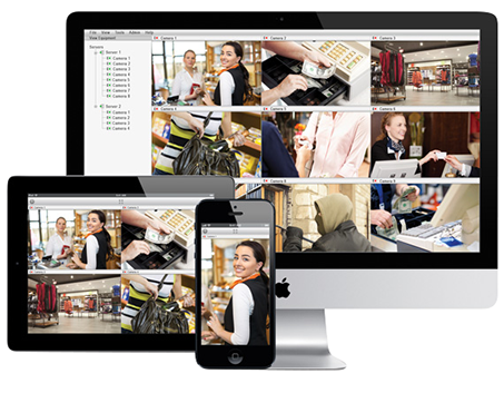 Live remote camera access on desktop, tablet, and smartphone
